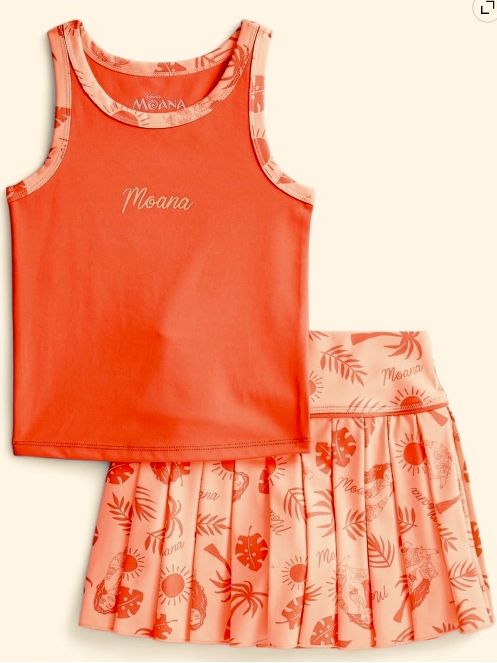 BRAND NEW MOANA Coral Tank & Skirt Activewear Set for Kids Size Girls 8 (M)